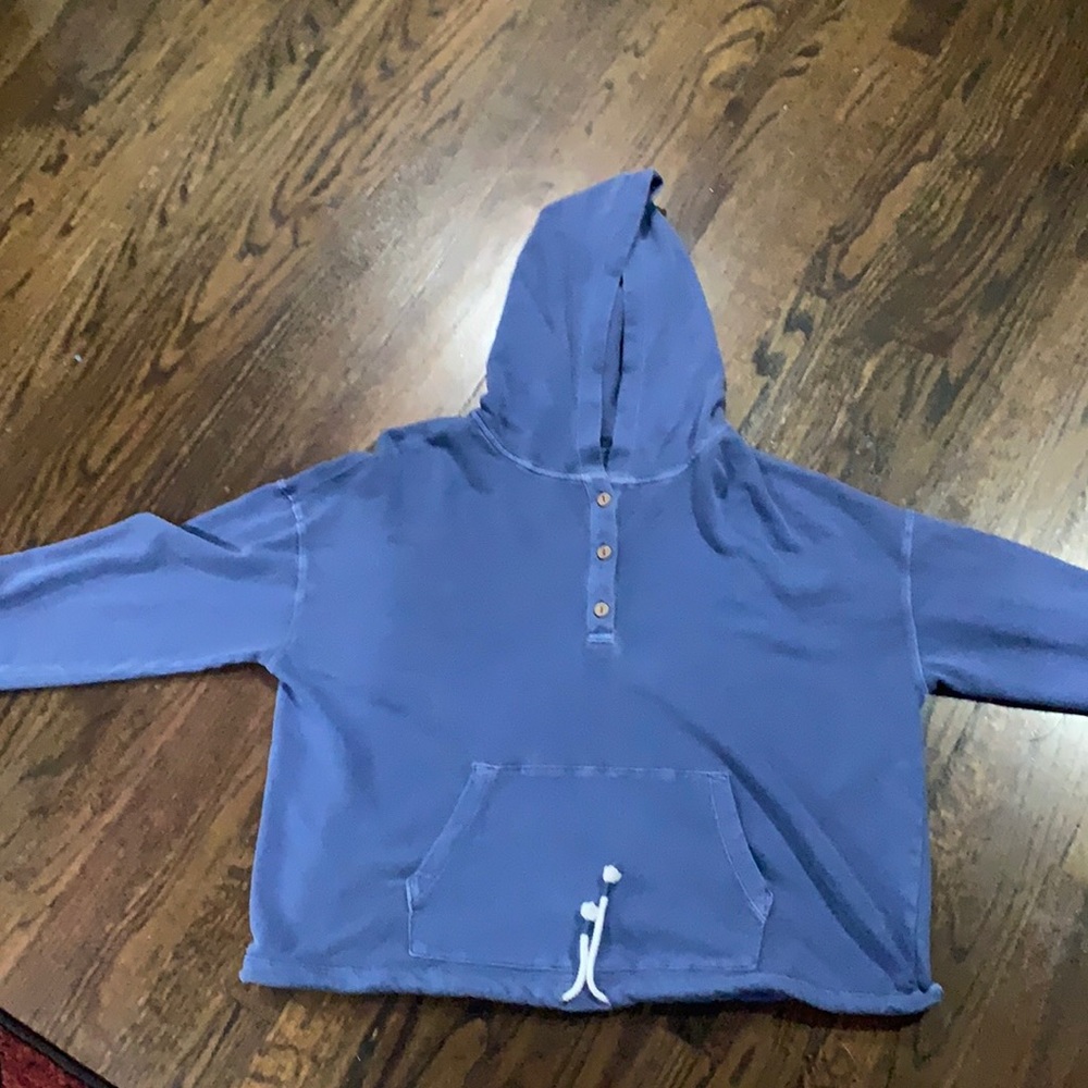 Vintage blue colored button up hoodie Old Navy